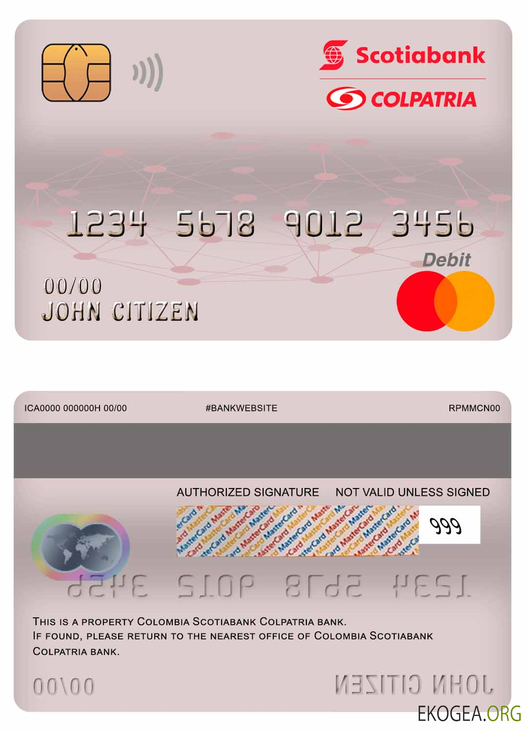 Carte de débit principale de la banque Scotiabank Colpatria de Colombie